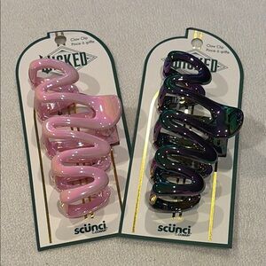 2x Conair Scunci Wicked Vibrant Hair Claw Clips in Pink and Dark Purple